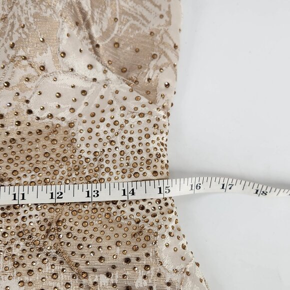Calvin Klein Embellished Fit & Flare Dress Size 6 Champagne Party Luxe Wedding - Picture 9 of 10